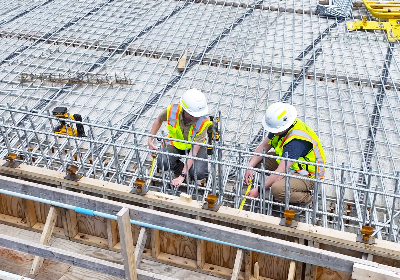 Employees measuring on the Exit 17, Colchester project.