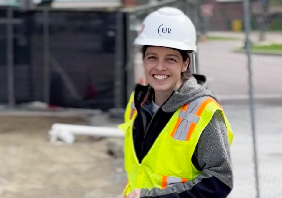 EIV employee at the BTV Airport project in May 2025