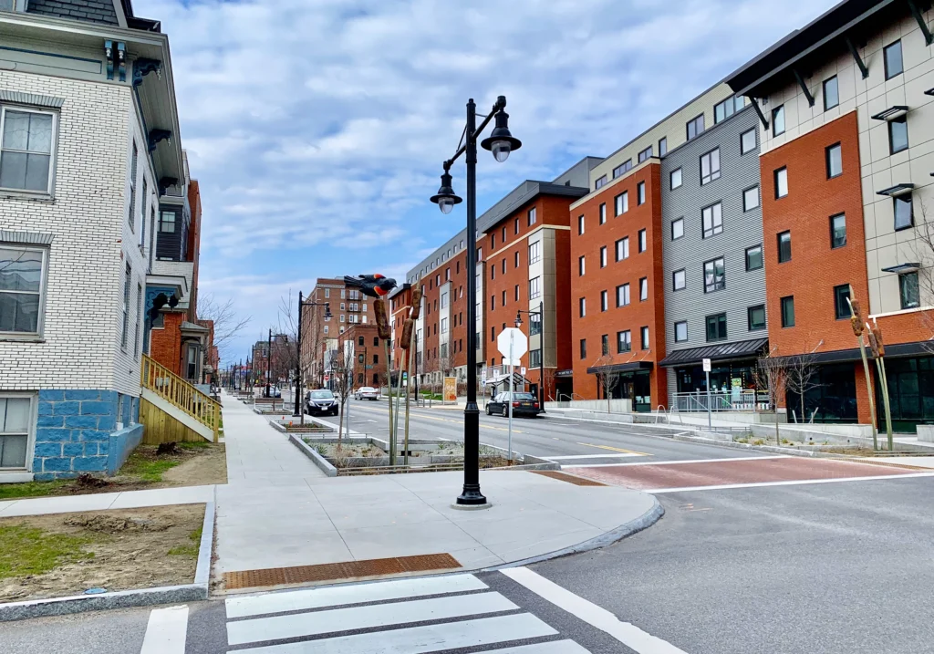St. Paul Street, Burlington, VT as part of the Great Streets Project in April 2020